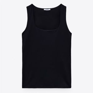 Zara wide strap stretch top in black. Size S